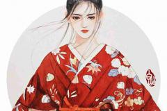 手绘古风美女唯美插画手机壁纸