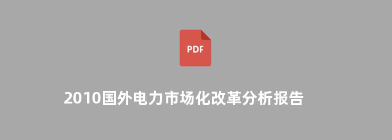 2010国外电力市场化改革分析报告