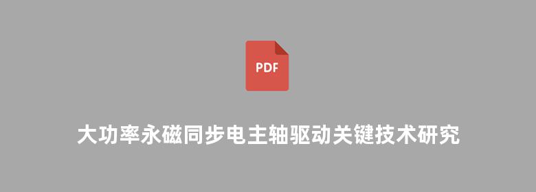 大功率永磁同步电主轴驱动关键技术研究