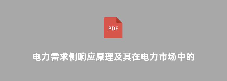 电力需求侧响应原理及其在电力市场中的应用